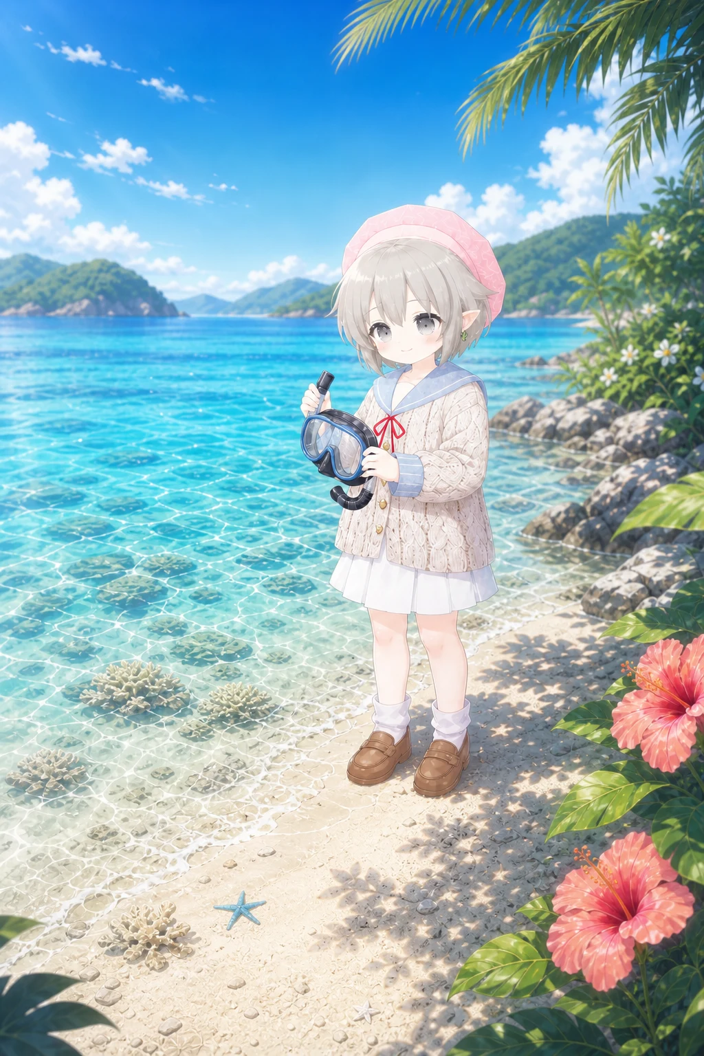 ケラマの青い海でダイビングを楽しむひなひな
