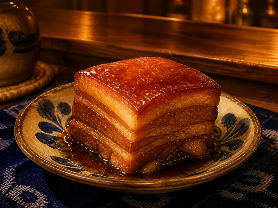 艶のある煮汁をまとったラフテー