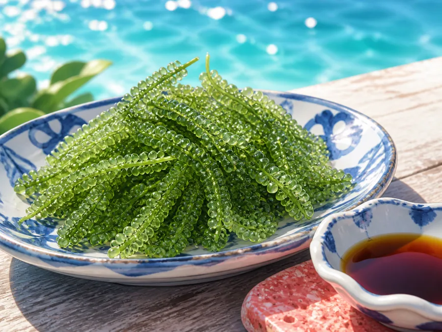 氷の器に盛られた海ぶどう